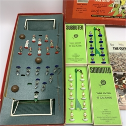 'Newfooty' Subbuteo style table football game, boxed with paperwork; two boxed Subbuteo teams; and The Olympics 1896-1972 commemorative booklet