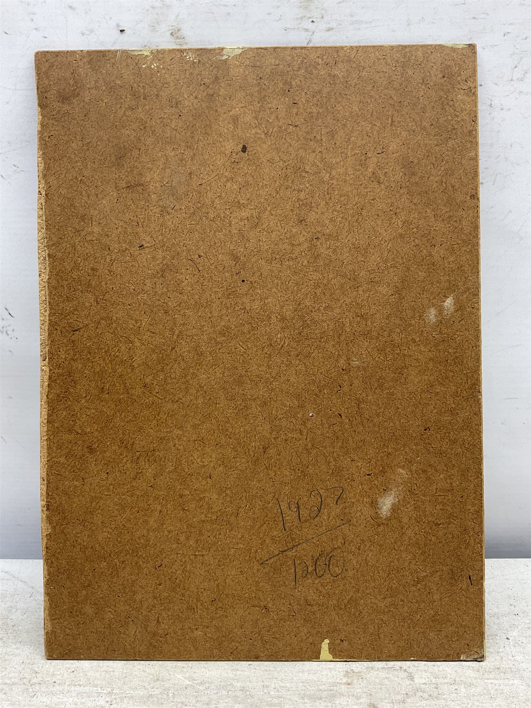 Circle of Henry Osswa Tanner (American 1859-1937): North African Street Scene, oil on board signed 30cm x 22cm (unframed)