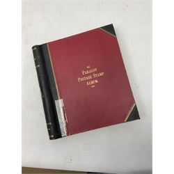 Mostly Great British Queen Victoria stamps, including five 1840 penny blacks four with red and one with black MX cancels, imperf penny reds including examples with MX cancels, perf penny reds, half penny 'bantams', various QV surface printed issues, penny lilac block, 1887-92 unused block of forty-two one halfpenny stamps etc, housed in 'The Paragon Postage Stamp Album
