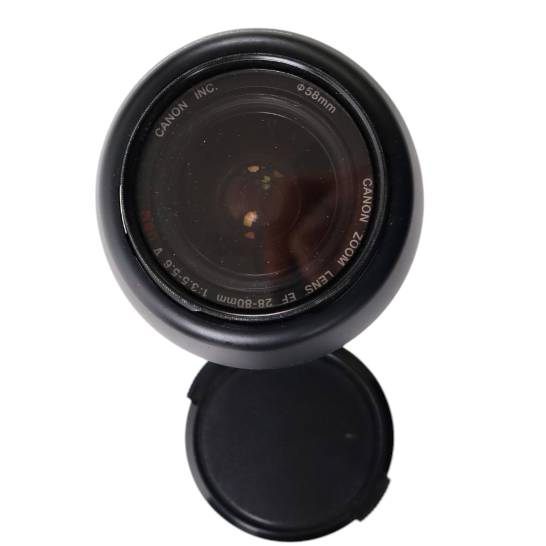 Eight camera lenses, comprising Canon Ultrasonic Zoom EF 75-300mm 1:4-5.6 lens, AF Nikkor 35-70mm 1:3.3-4.5 lens, Nikkor 60-180mm 1:4.5-5.6 lens, Canon Zoom EF 28-80mm 1:3.5-5.6 lens, Canon Zoom EF 80-200mm 1:4.5-5.6 lens, Sigma 70-300mm 1:4.6-5.6 DL Macro, Sigma Zoom 70-210mm 1:4-5.6 UCII lens and a Sigma AF 70-300mm 1:4-5.6 APO Macro lens, all with lens caps