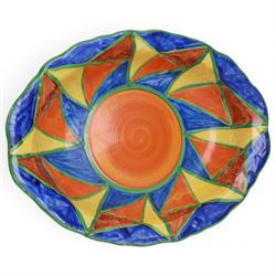 Newport Pottery, dish in Original Bizarre pattern, with printed and signed mark beneath, H5cm