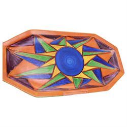 Wilkinson Pottery, rectangular dish in Original Bizarre pattern, with printed mark beneath, L30cm 