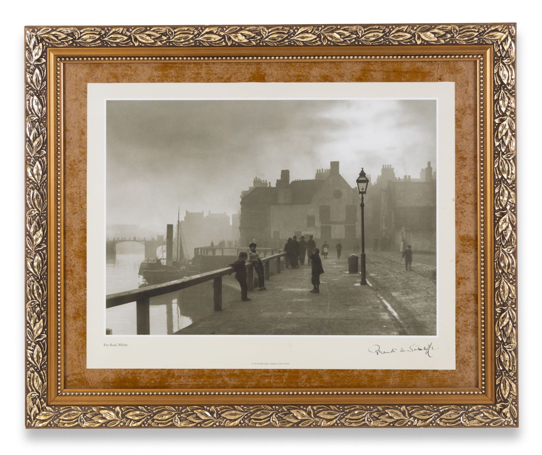After Frank Meadow Sutcliffe (British 1853-1941): 'Pier Road Whitby', photographic print with facsimile signature 34cm x 44cm; 'Sandsend from the Railway', 19th/early 20th century photograph pub. Poulton No.A.2237, 14cm x 18cm (2) 