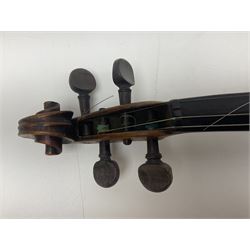 Late 19th century French trade violin with 35.5cm one-piece maple back and ribs and spruce top L59cm overall; in carrying case with bow