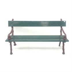 Painted cast iron and wood slatted garden bench, W160cm