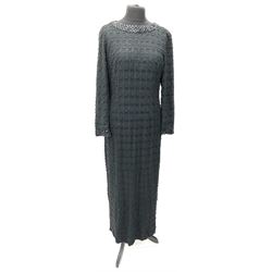 Vintage Ellis of London full length black beaded evening dress, size label detailed 42 