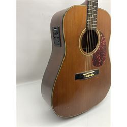 Tanglewood semi-acoustic guitar with Fishman preamp, mahogany back and solid cedar top L103cm; and a Rockbag electric guitar soft carrying case (2)