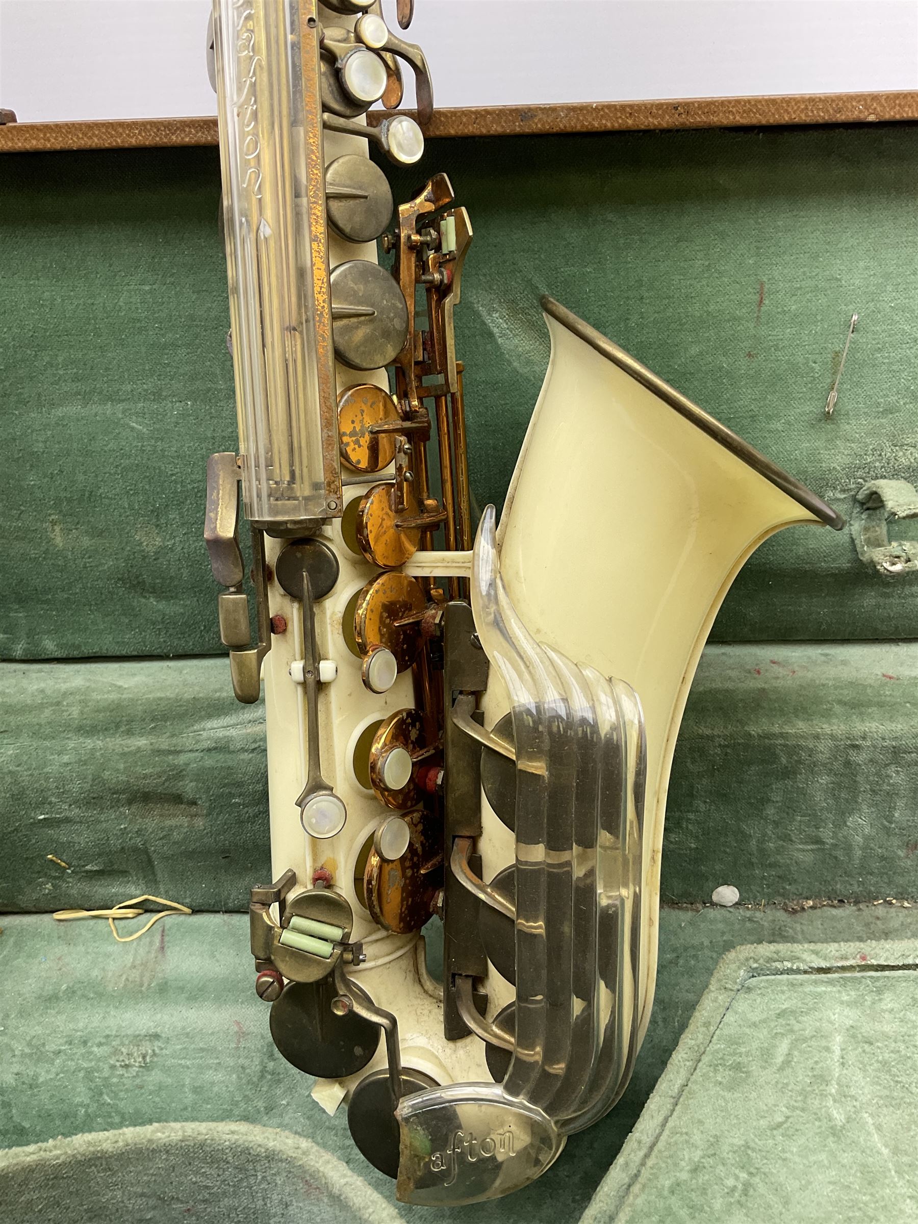 1950s Grafton injection moulded cream acrylic plastic alto saxophone
