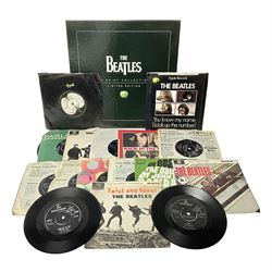 Beatles limited edition 24 print collection in box together with beatles records and other memorabilia 
