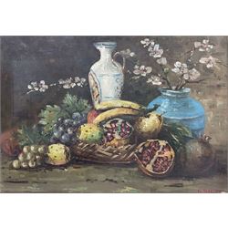S Vanacore (Continental 20th Century): Still Life of Fruit and Blossom, oil on canvas signed 47cm x 68cm 
