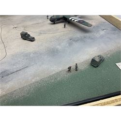 Diverse Images Aircraft Collection hand crafted English pewter model of a Stirling Airborne Assault Diorama with Horsa MKI and Stirling MKIV aircraft; 1:144 scale, signed Mike Daucey; limited edition plaque No.16/50; 36 x 60cm; in wooden box