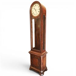 Late 19th century Vienna walnut regulator wall clock, arched glazed case with moulded corn...