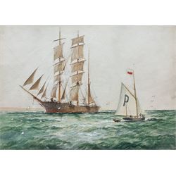 William Minshall Birchall (American 1884-1941): 'An Incoming Voyager', watercolour heightened in white signed titled and dated 1927, 18cm x 25cm