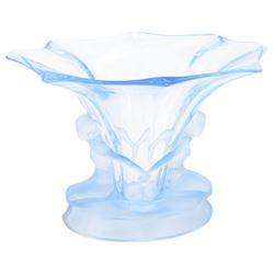 Art Deco Walther and Sohne 'Windsor' blue glass vase, H20cm, W28.5cm