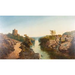 Edmund John Niemann (British 1813-1876): The River Swale below Richmond, oil on canvas signed 76cm x 127cm