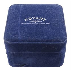 Rotary Revelation reversible night and day gentleman's stainless steel quartz wristwatch, silvered dial with Roman numerals, reversing to a second black dial with baton hour markers, both with subsidiary seconds dials, on original black leather strap, with fold-over clasp, boxed with guarantee dated 2008