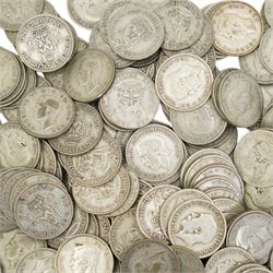 Approximately 4760 grams of Great British pre-1947 silver one shilling coins