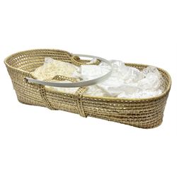 Child's Moses basket and quantity of blankets etc