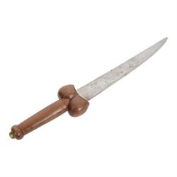 Dagger with brass cross guard and crown finial, within a leather scabbard, together with another knife, dagger L54cm 