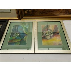 Terry Harrison (British 20th century): 'Government House - The Army Golf Course', limited edition lithograph signed and numbered 10/250 in pencil 31cm x 41cm; T Bartoseek, Still Life of Flowers, pair watercolours signed 20cm x 14cm, together with five further prints (8)