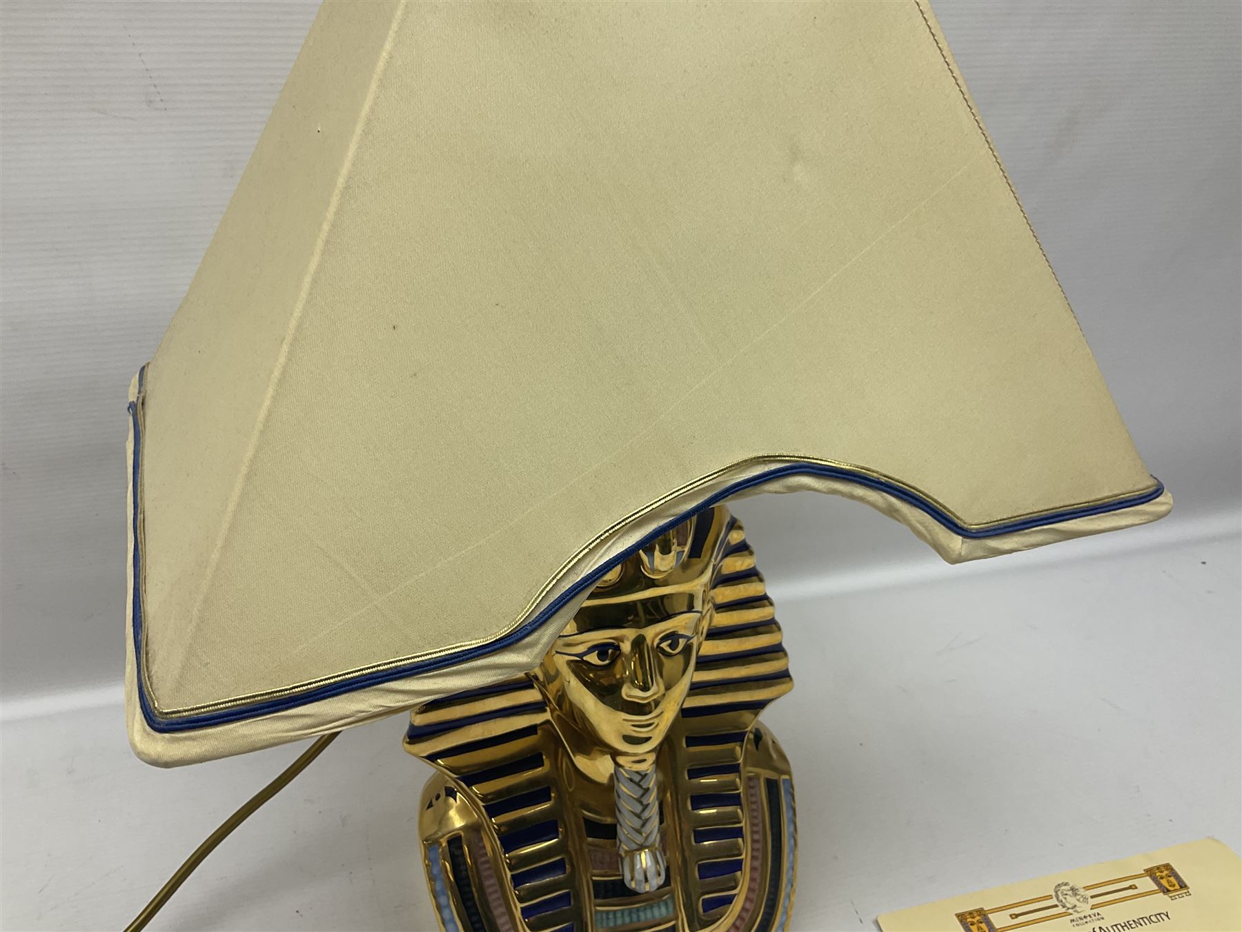 Minerva Collection The Golden Mask of Tutankhamun limited edition lamp: with certificate and shade, H46cm