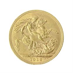 King George V 1912 gold full sovereign coin