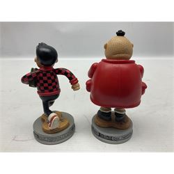 Ten Robert Harrop figures from the Beano Dandy collection, comprising Desperate Dan Keep on Rolling BDS10, Hank From The Three Bears BD37, Desperate Dan CBD15, Little Plum CBD23, 'Erbert CBD16, Fatty CBD08, Babyface Finlayson CBD06, Roger the Dodger CBD04, Beryl the Peril CBD17 and Collectors Plaque BDCP, all with boxes