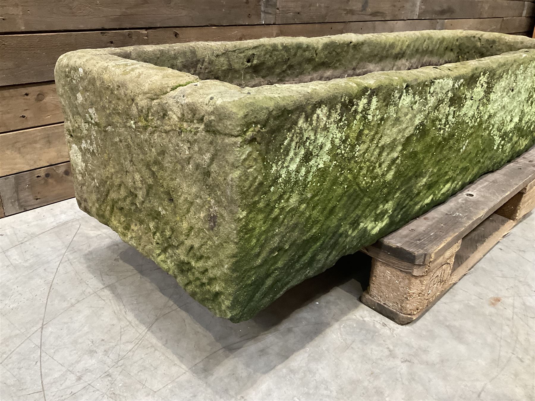 Large 19th century rectanglar stone trough 