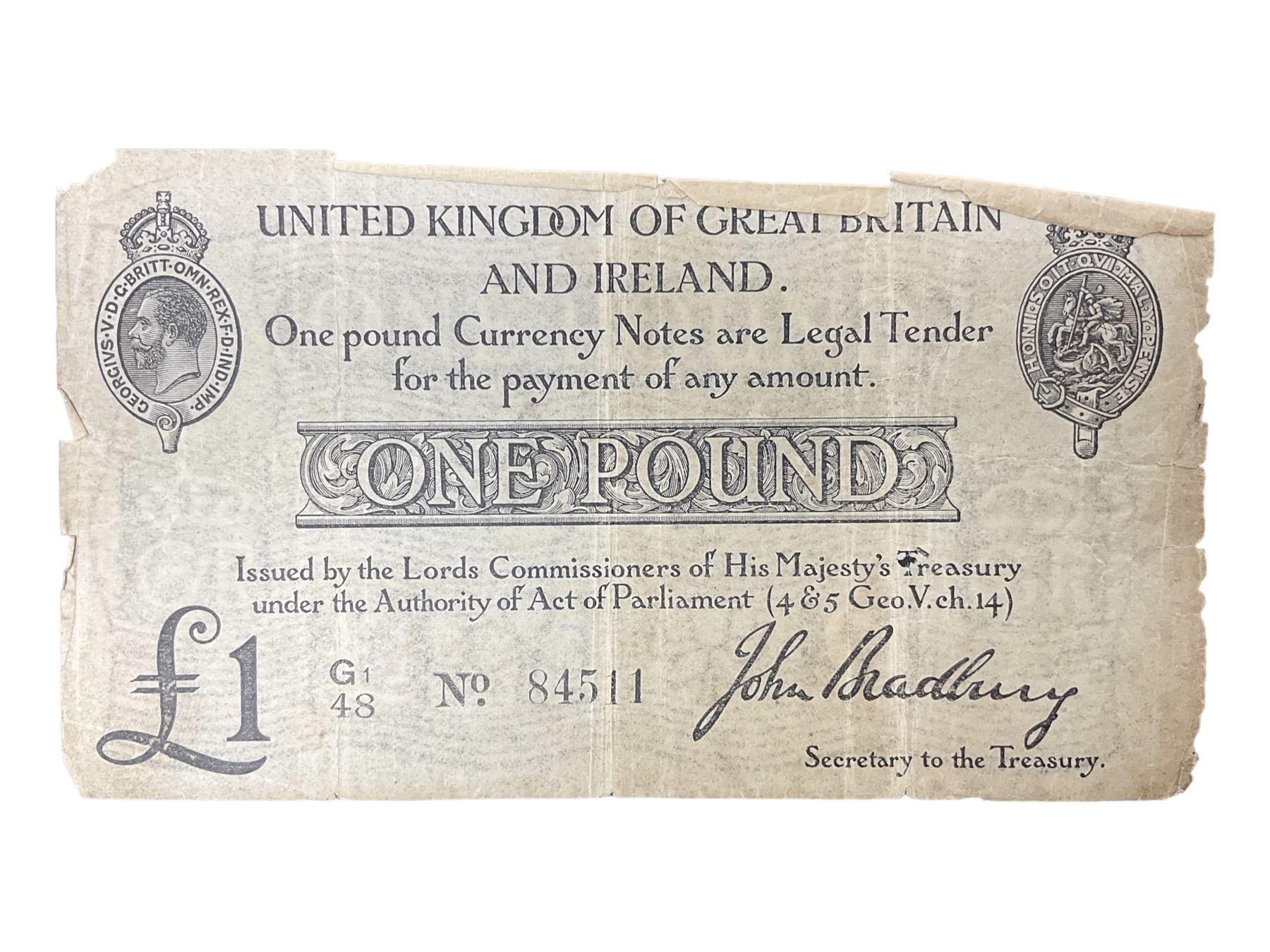 United Kingdom of Great Britain and Ireland Bradbury second issue one