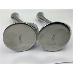 Pair of Georg Jensen chrome 'Cobra' candlesticks, with stamped maker's mark to base, H20cm