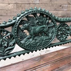 Cast iron and wood slatted garden bench