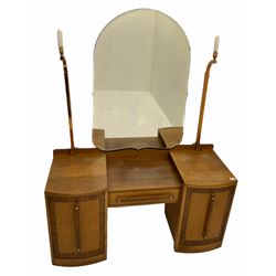 Ernest Gomme - early 20th century Art Deco oak dressing table, with brass candle sconces and double bedstead