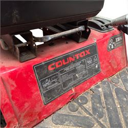 Countax C600H - ride on lawnmower / yard tractor with Honda engine, black seat and red bodywork.