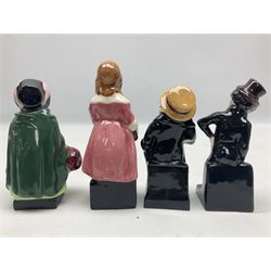 Seventeen Royal Doulton Charles Dickens figures, to include Bumble, Sairey Gamp, Scrooge, Dick Swiveller, Little Nell etc, all with printed marks beneath