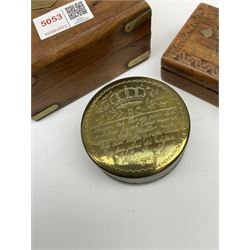 C.S.A. Stanley London 'Brinton Compass MKI 1862', brass trench art shell case trinket box, together with another box
