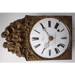  Late 19th century French Comtoise wall clock, white enamel Roman dial signed 'Sthira a St. Macaire', H42cm  