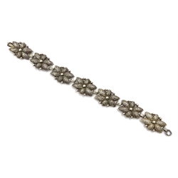 Thedore Fahrner Art Deco silver filigree design flower bracelet, stamped TF 925 Fahrner