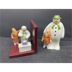 Coalport Characters The Snowman, comprising three snowglobes, Advent calendar, bookend and money box  