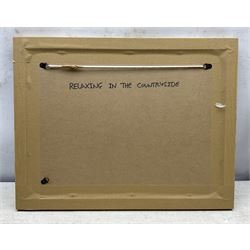 Gordon Barker (British 1960-): 'Relaxing in the Countryside', acrylic on paper signed, titled verso 25cm x 34cm 