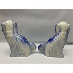 Three Pairs of Staffordshire style dogs, together with two Staffordshire style jugs, largest example H30cm 