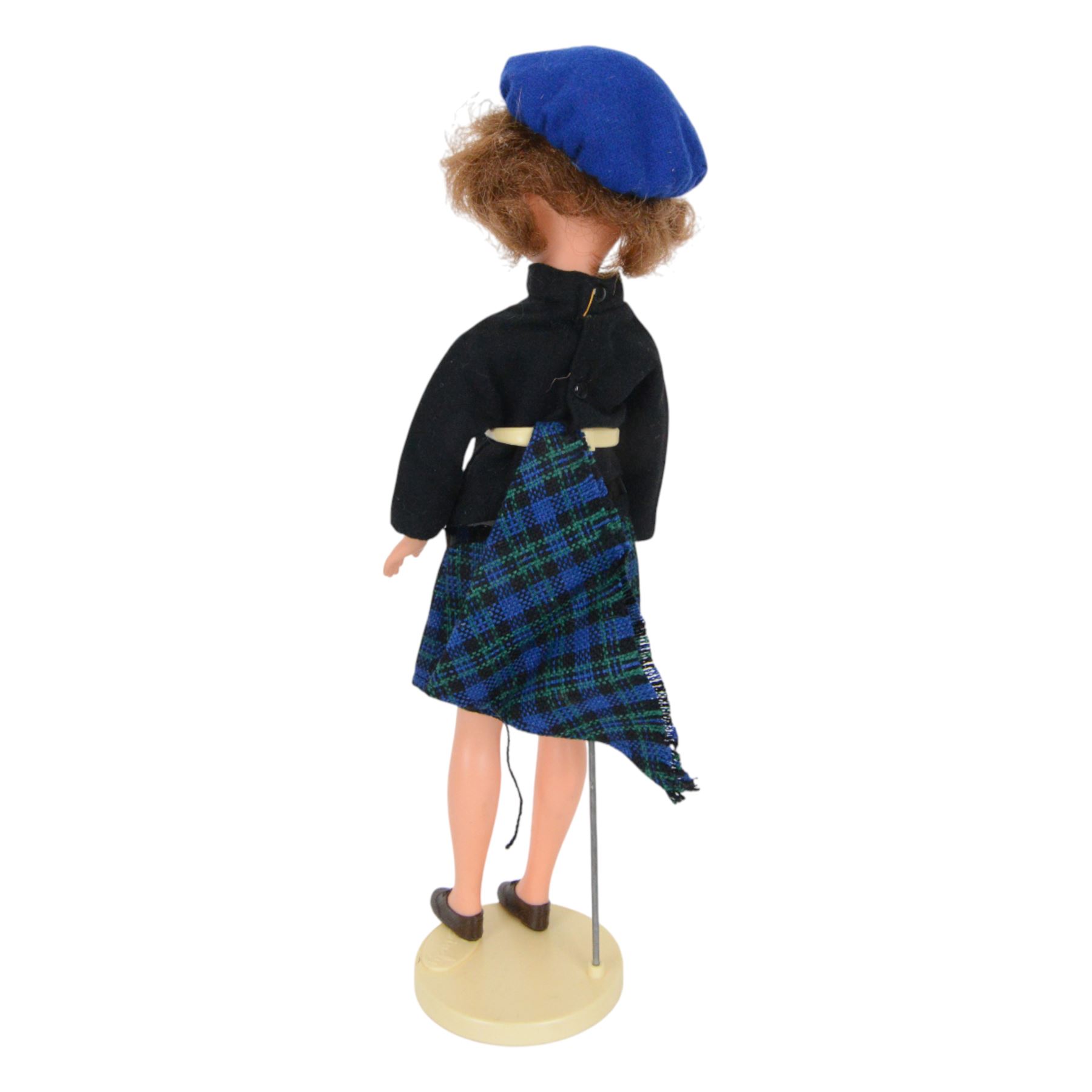 1963/4 Pedigree Sindy doll, with brunette hair, red pursed lips and blue eyes, stamped Made in England to back of head, dressed in Sindy Lunch Date outfit, with a collection of mostly Pedigree Sindy clothes and other accessories