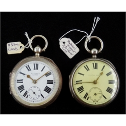  Silver key wound pocket watch signed H Stone Leeds no 39959, case by Dennison Birmingham 1909, an improved patent pocket watch silver case dated Chester 1889  