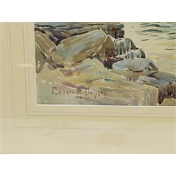 Edward H Simpson (British 1901-1989): 'Rough Water The Ness Sandsend', watercolour signed, titled verso with artist's Scarborough address 41cm x 57cm