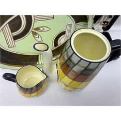 Royal Crown Staffordshire coffee set; Plant Tuscan China Art Deco style dish and cased set of silver plated bean end coffee spoons