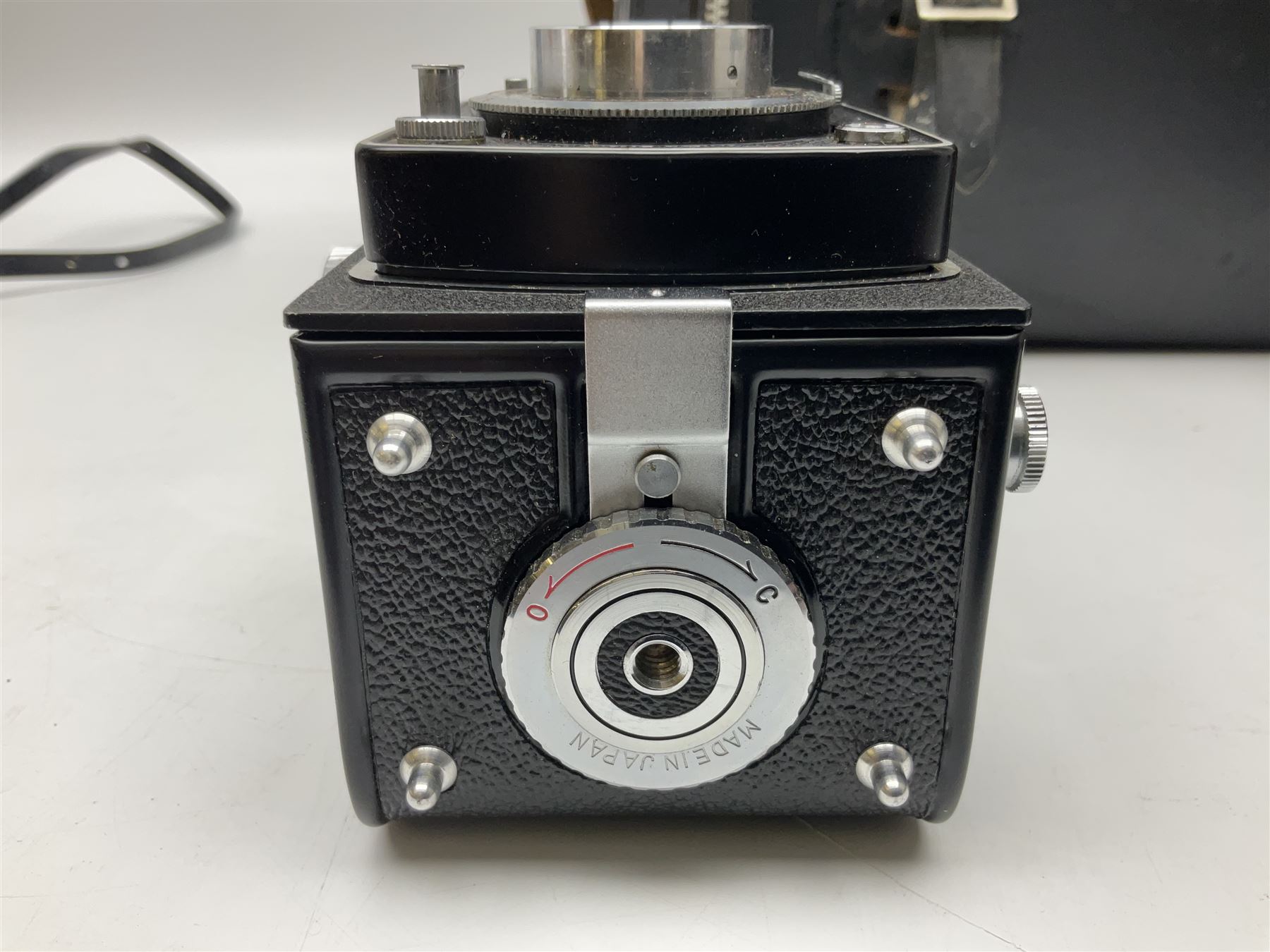 Yashica-A camera body, serial no. A4080073, with 'Yashikor 1:3.5 f=80mm' lens, serial no. 209272 and 'Yashikor 1:3.5f=80mm' lens, serial no 22942, together with Yashica TL-Electro camera body, serial no. 5054162 with 'Yashinon-DS 50mm 1:1.9  40056038