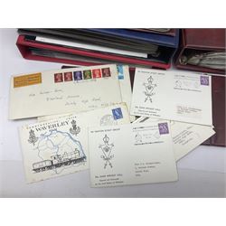 Queen Elizabeth II Great British first day covers with special postmarks and printed addresses, other covers, QEII used postage stamps, Basutoland, Southern Nigeria and other world stamps, housed in various albums, stockbooks, folders and loose, in one box