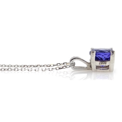  18ct white gold tanzanite solitaire pendant necklace, stamped 750  