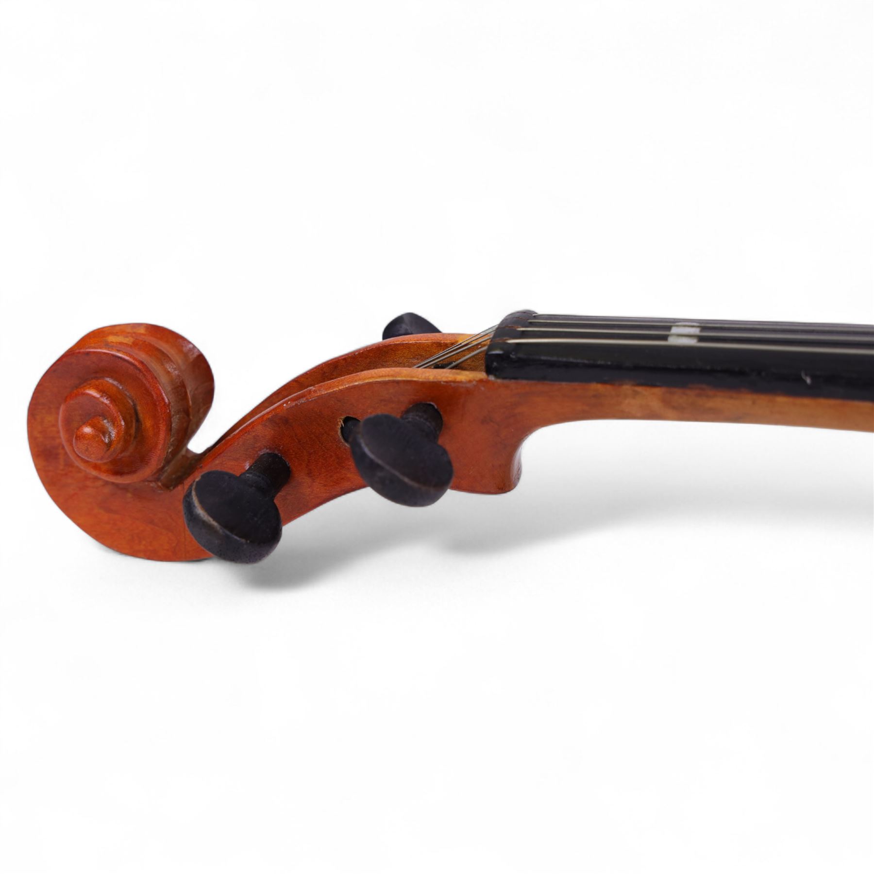 Chinese violin, in fitted case with bow, L