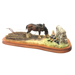 A Border Fine Arts figure group, Ploughman's Lunch, by Anne Wall, 687/1750, on wooden base, figure L44cm.