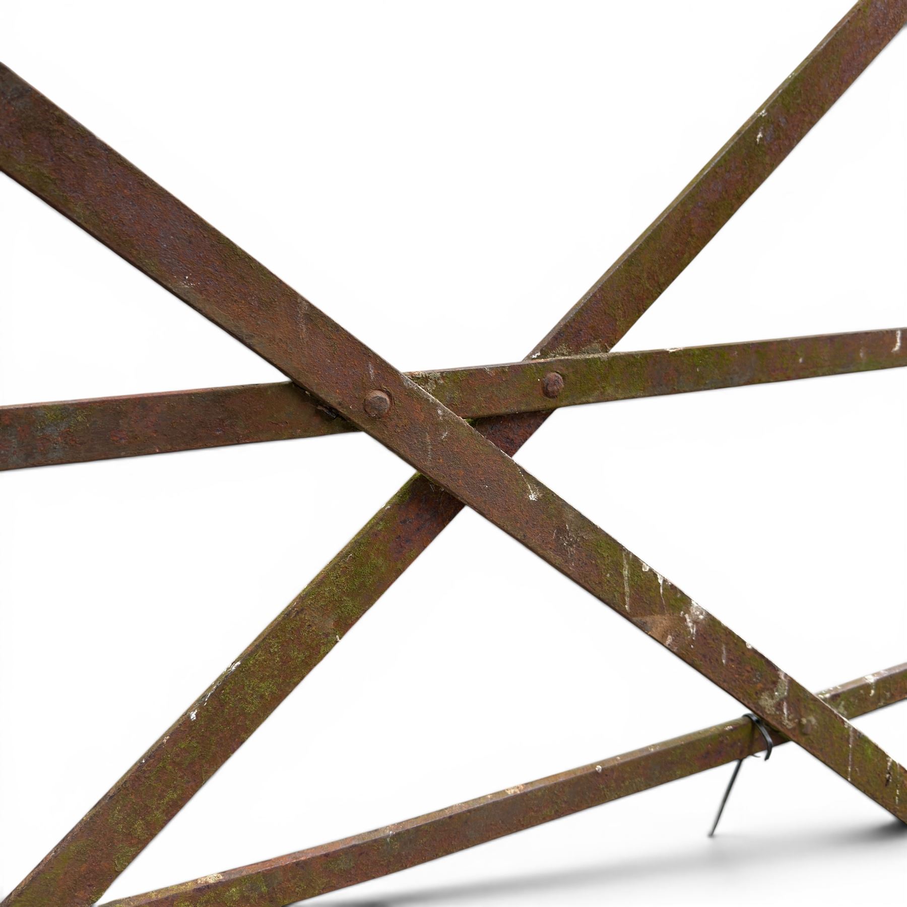 Georgian wrought iron strapwork gate, with arched cresting rail ends and hinged latch